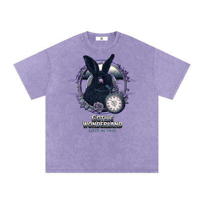 gothic tshirt,gothic streetwear graphic tee,vintage washed shirt,dark aesthetic clothing,rabbit graphic tee,gothic streetwear,alternative fashion shirt,grunge aesthetic tee,anime gothic style shirt,unisex oversized tshirt