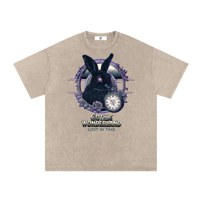 gothic tshirt,gothic streetwear graphic tee,vintage washed shirt,dark aesthetic clothing,rabbit graphic tee,gothic streetwear,alternative fashion shirt,grunge aesthetic tee,anime gothic style shirt,unisex oversized tshirt
